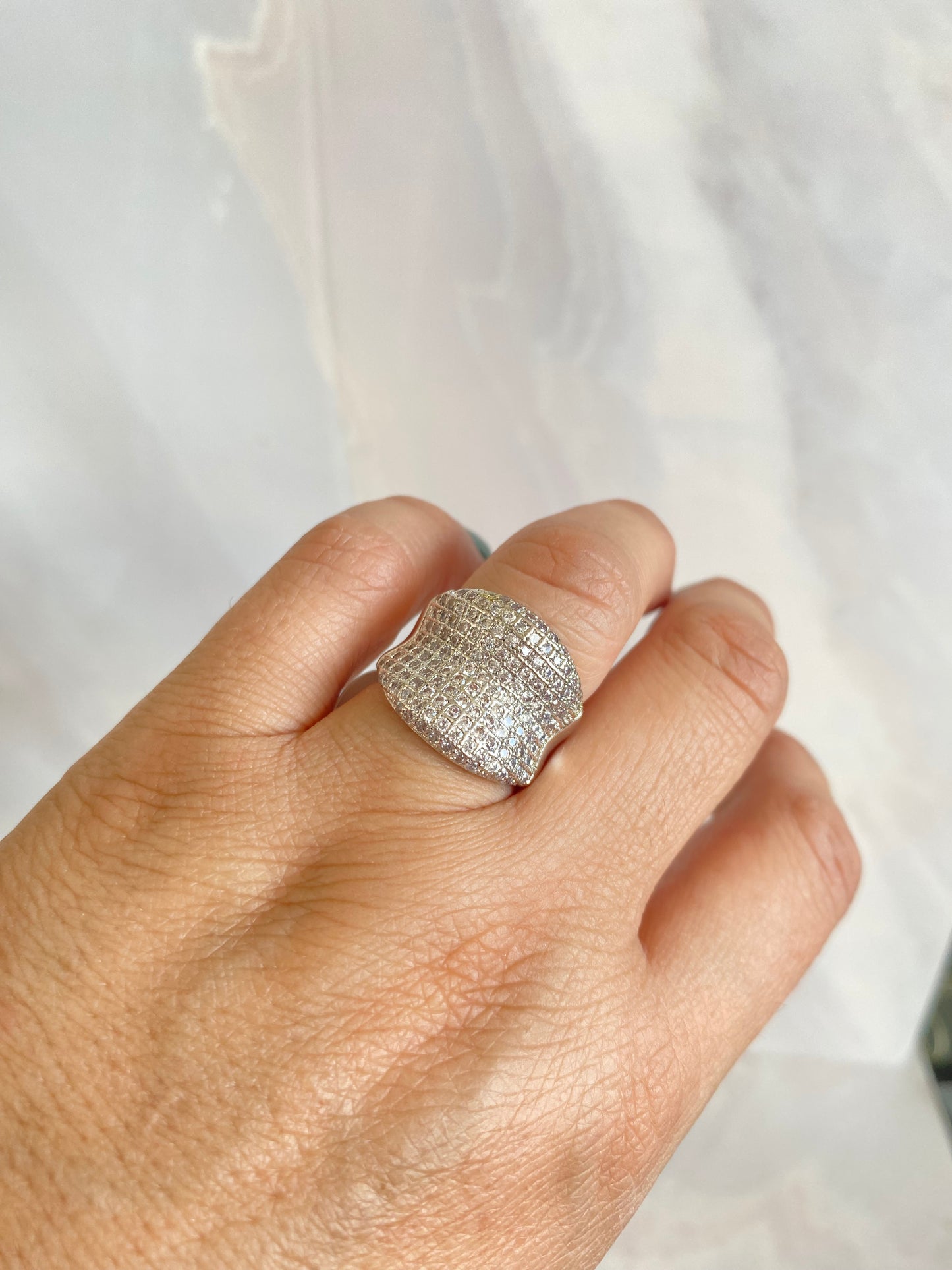 Anillo maxi Cintillo rodio plateado y microcircones