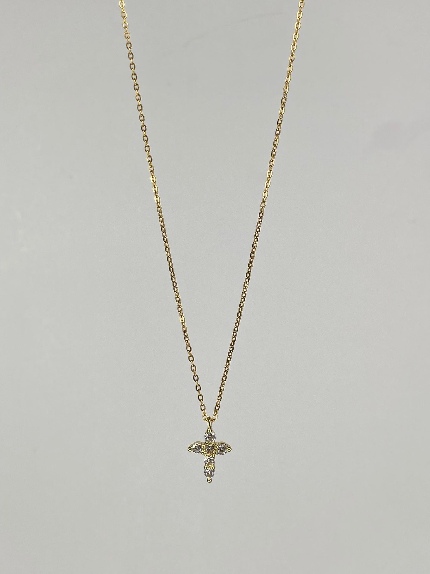 Collar Cruz  20mm con microcircones circones y Cadena acero