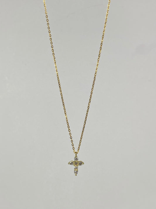 Collar Cruz  20mm con microcircones circones y Cadena acero