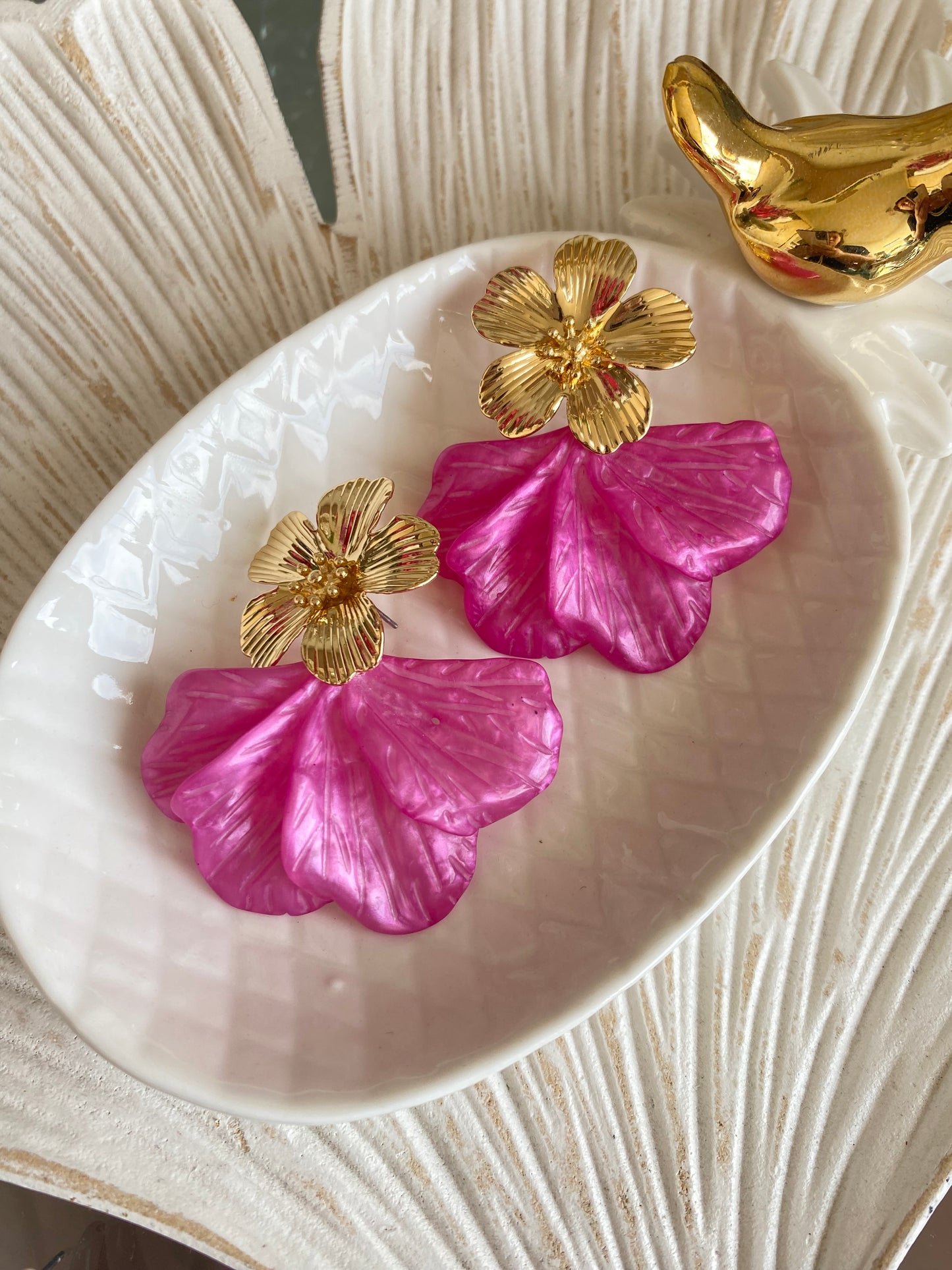 Aros Flor fucsia
