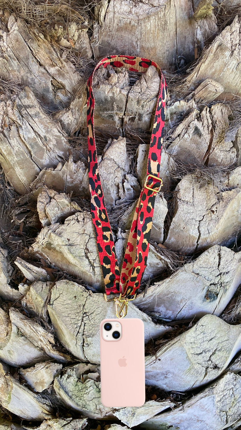 Correa Strap Rojo Salvaje Extensible Para Cartera o Celular, Incluye Argolla Unión