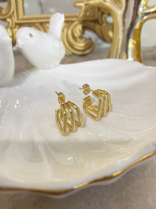 Aros argolla triple • Baño Oro