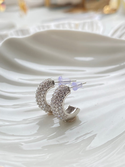 Aros argolla microcircones 13mm  • Rodio Plateado
