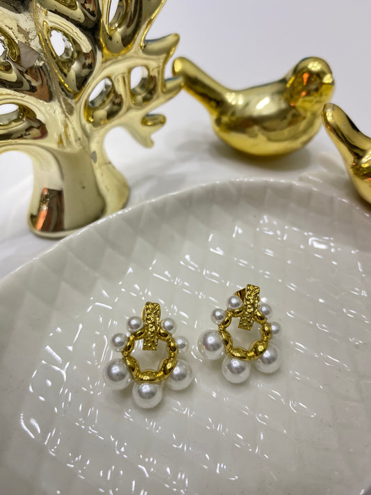 Aros Perlas  baño oro