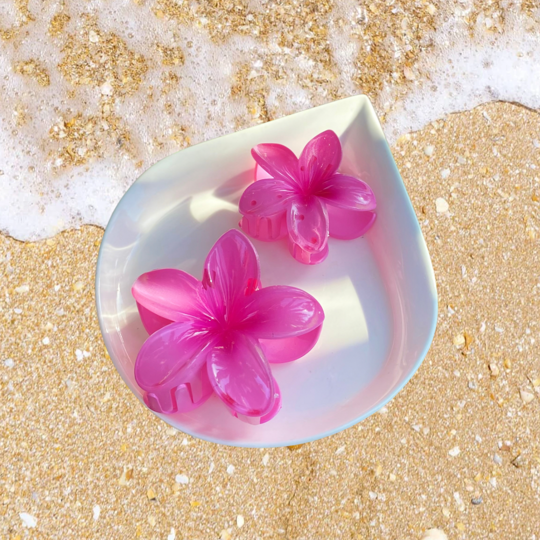 Set De Pinzas Flor Tropical Fucsia