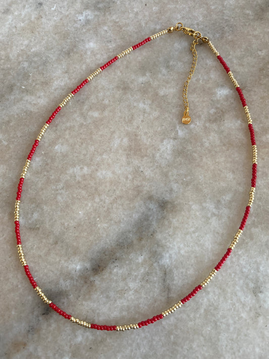 Collar chocker miyuki Rojo y dorado