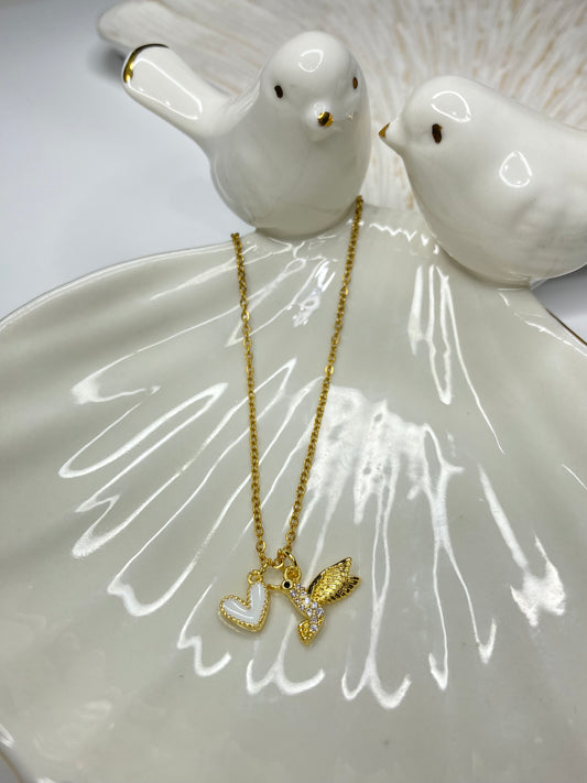 Collar Corazón Colibrí blanco