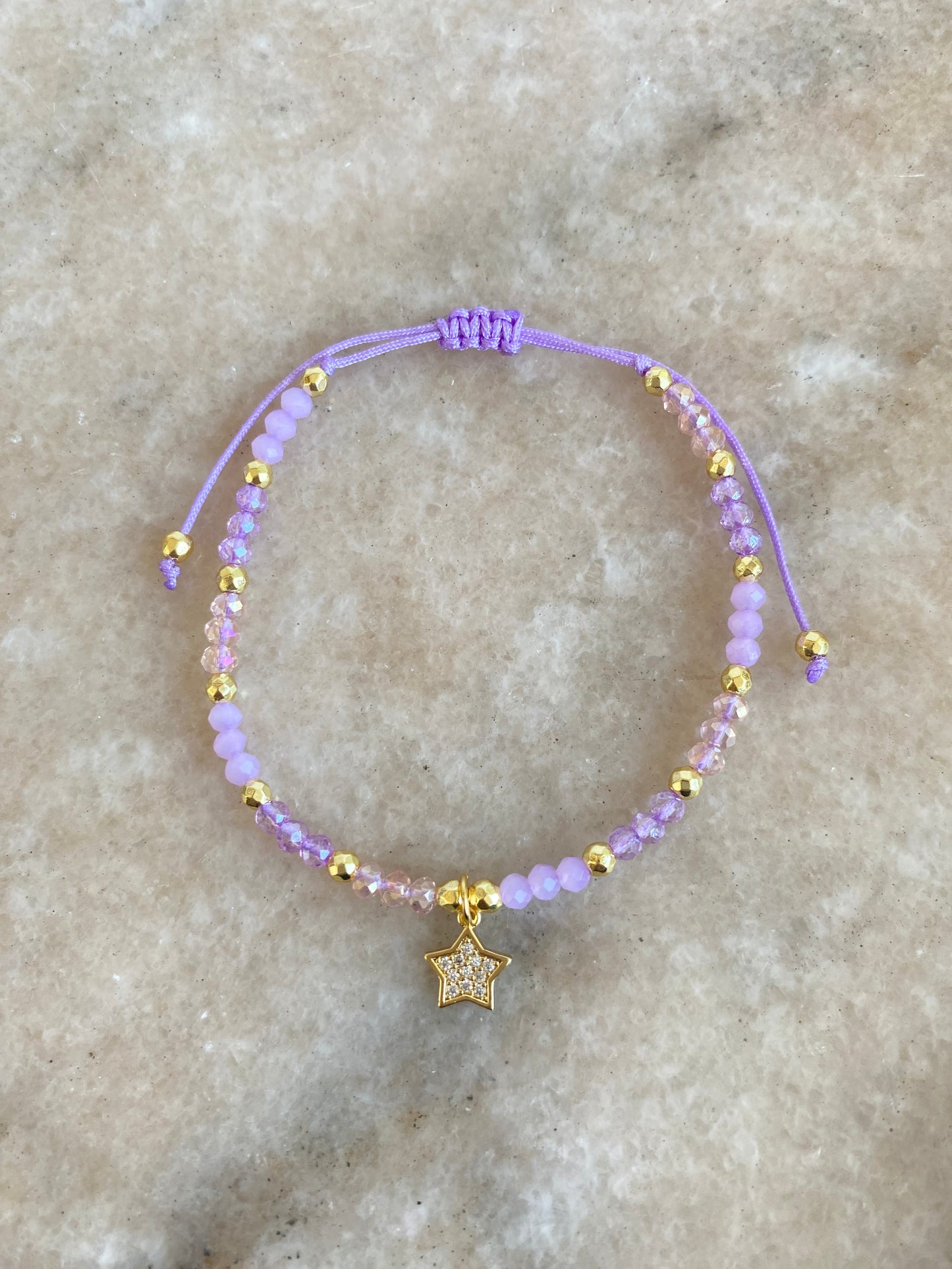 Pulsera Estrella dorada y Cristal ajustable