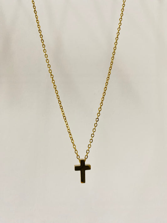 Collar Cruz dorada acero