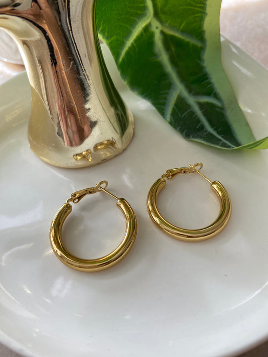 Aros Argolla Circular Acero Dorado