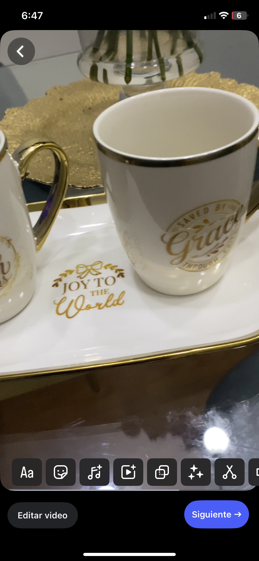 Set de plato y tazas “Joy to the World” • cerámica y dorado