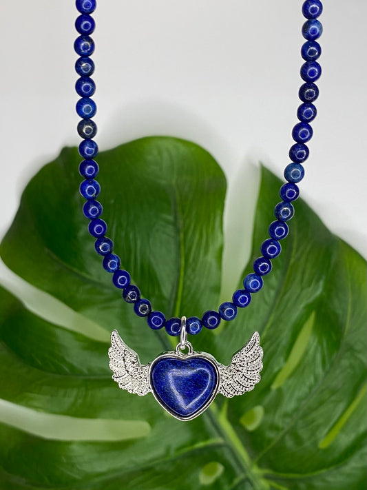 Collar tu amor es mi refugio en piedras lápizlazuli