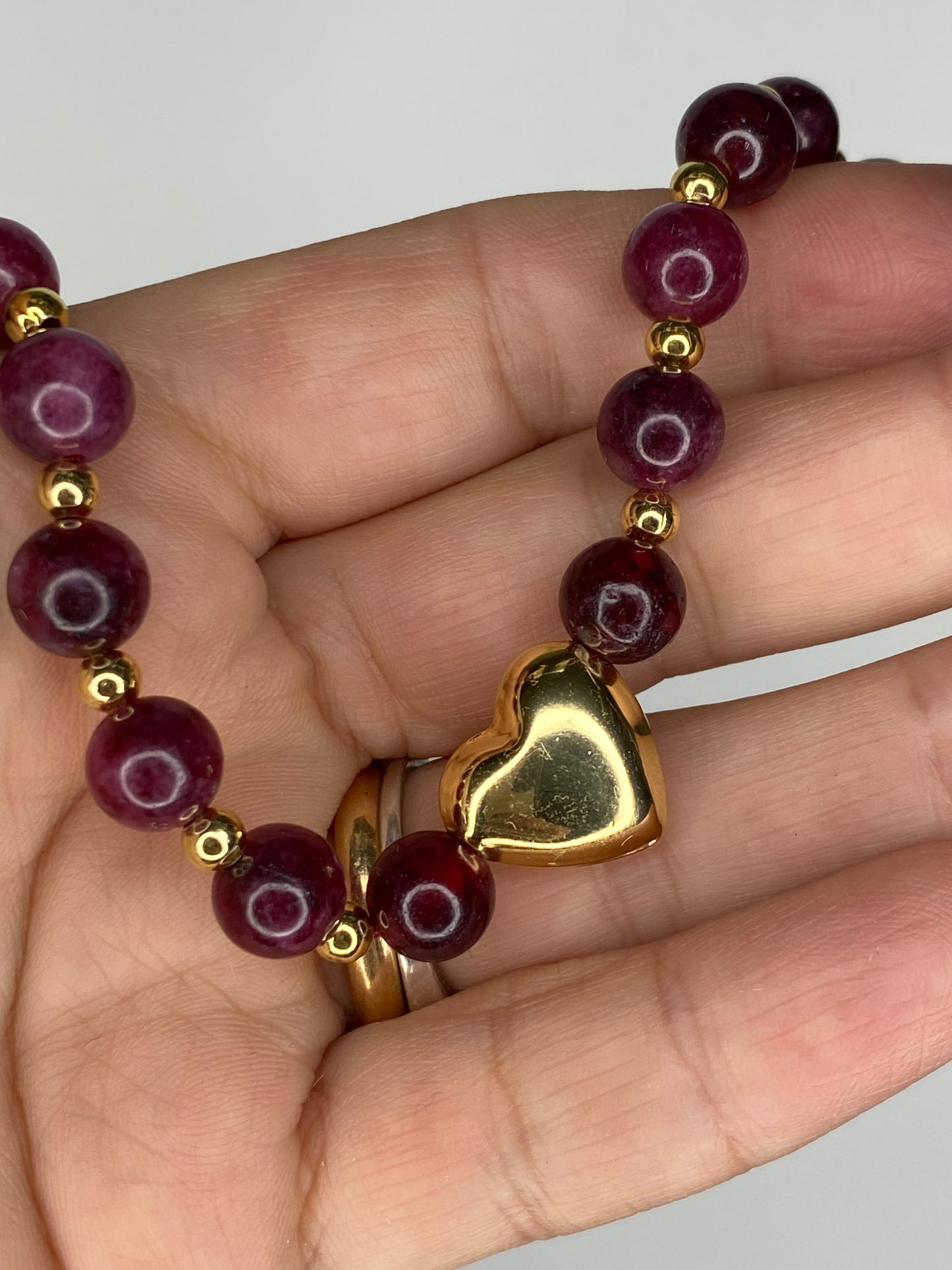 Collar Amor granate piedras naturales 45 cms + 5 cms alargue