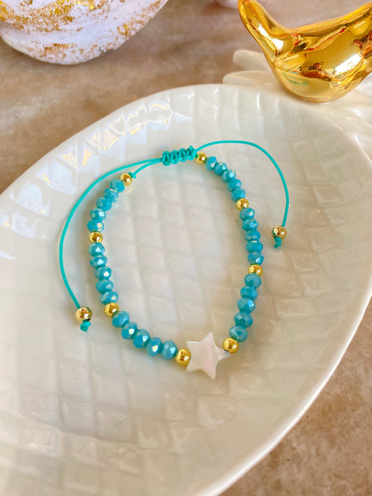 Pulsera Estrella de Promesa Menta y Nácar