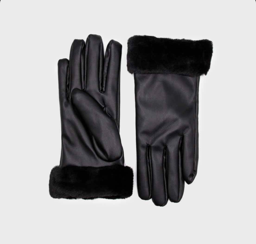 Guantes negros de cuerina