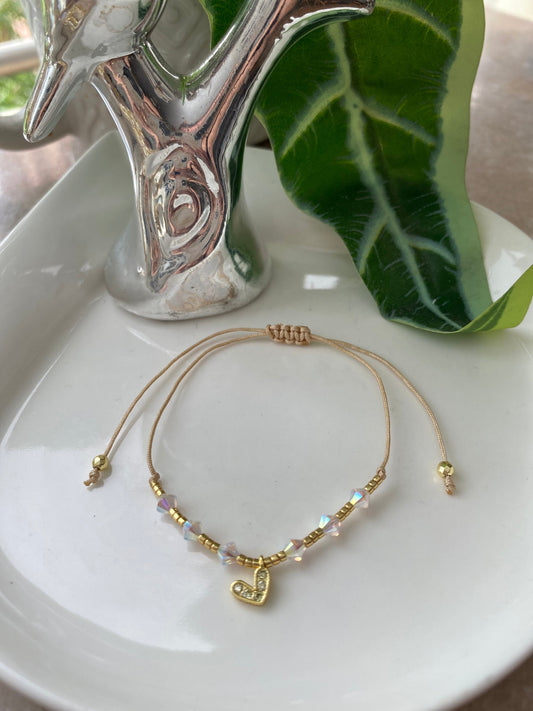 Pulsera Ajustable Corazón Cristales Swarovski Tornasol
