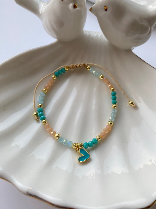 Pulsera cristal Corazón turquesa