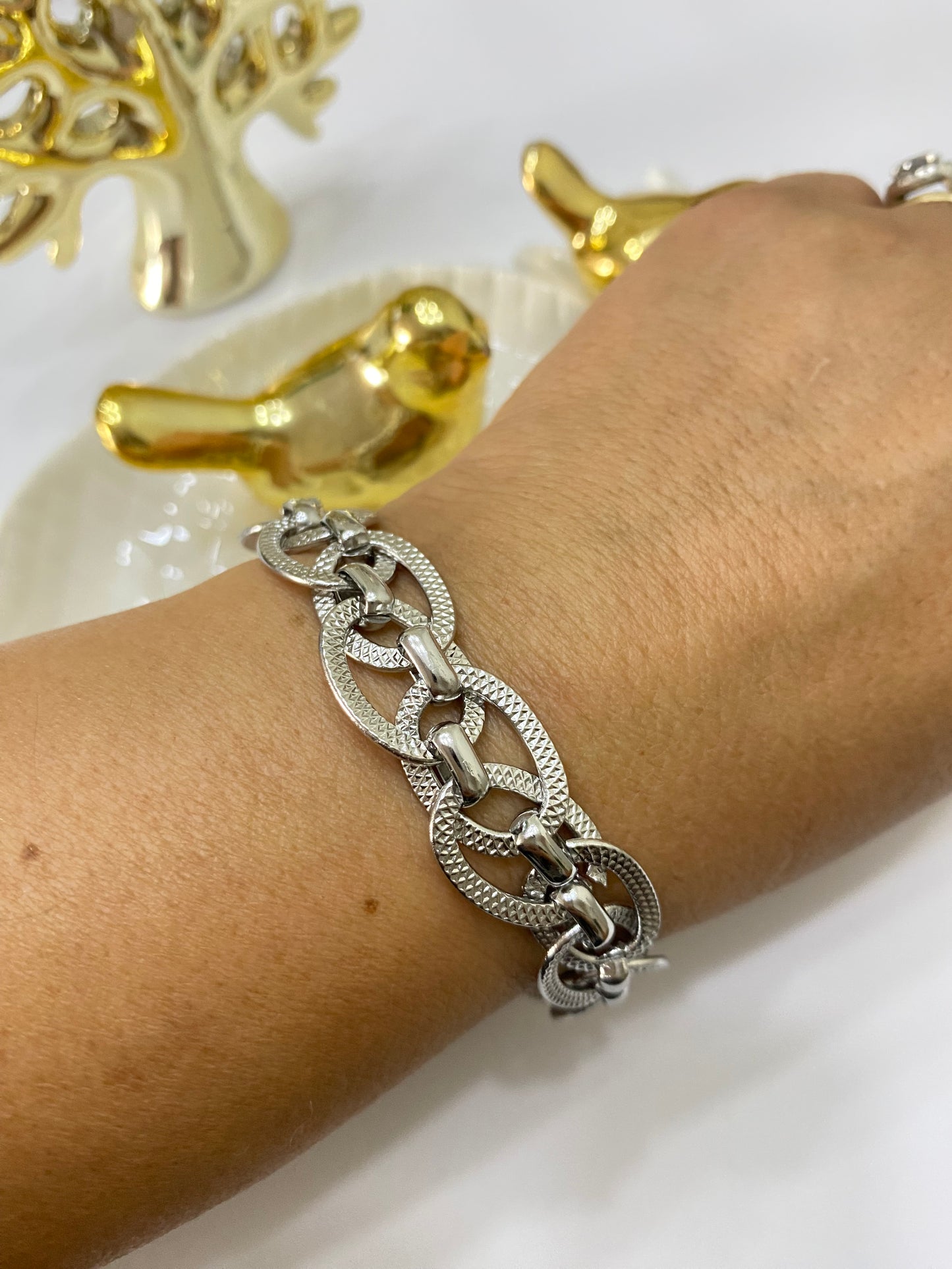 Pulsera eslabones de amor plateado acero