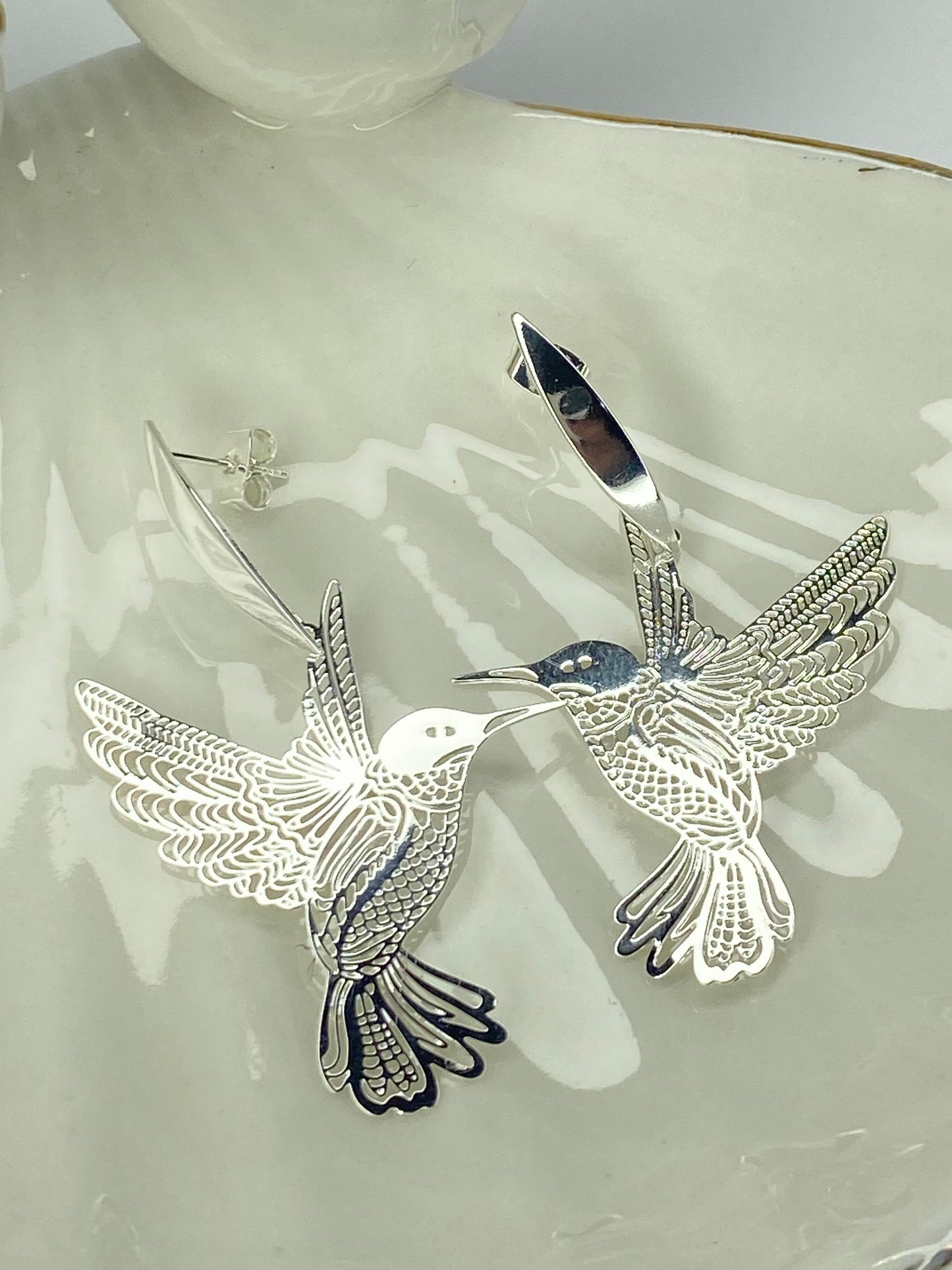 Aros Colibrí bondad baño plata