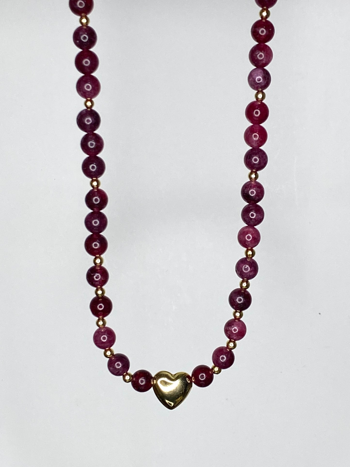 Collar Amor granate piedras naturales 45 cms + 5 cms alargue