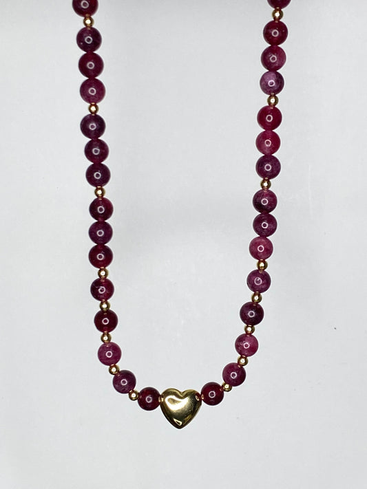 Collar Amor granate piedras naturales 45 cms + 5 cms alargue