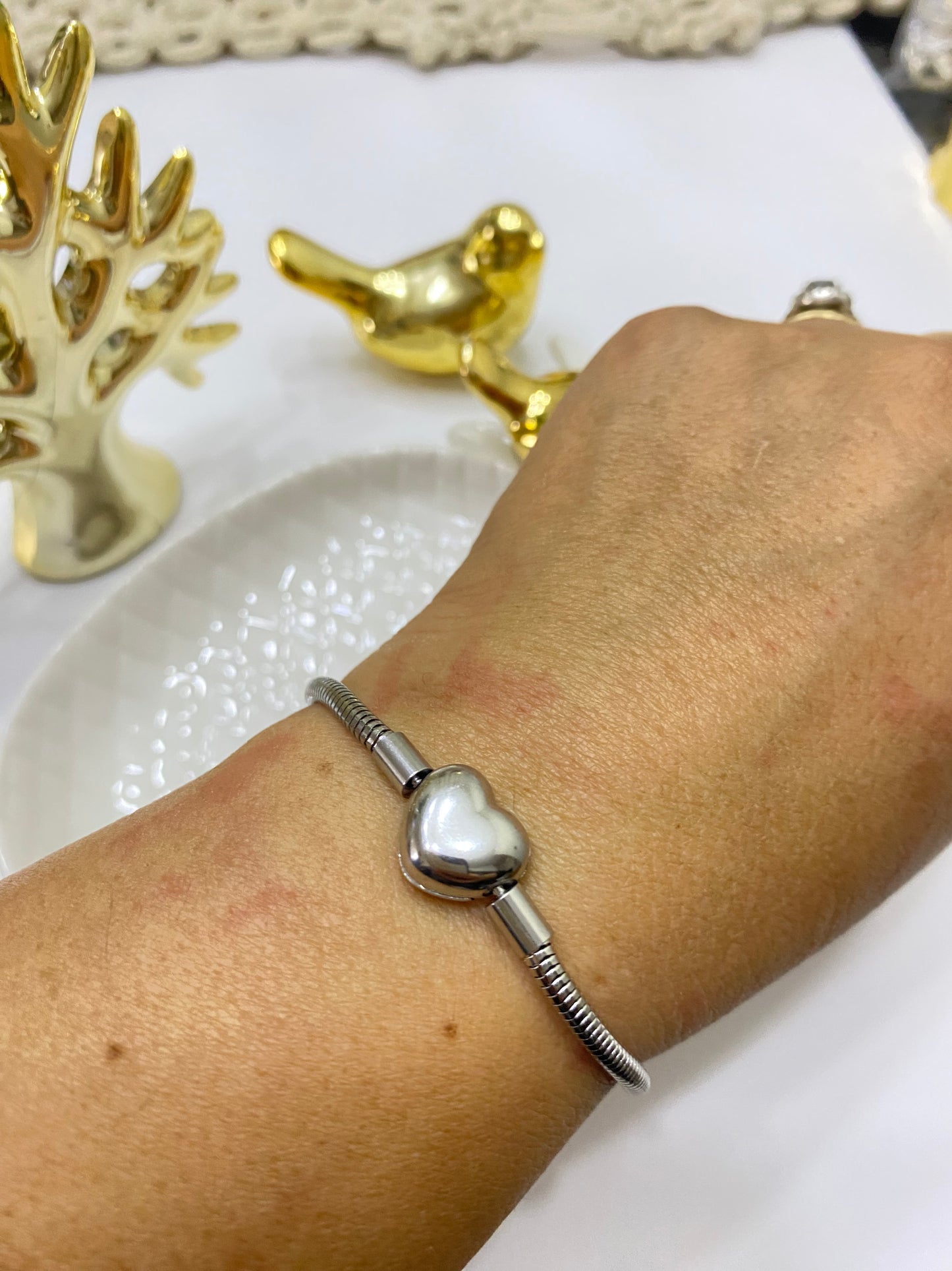 Pulsera amada en acero plateado tipo Pandora