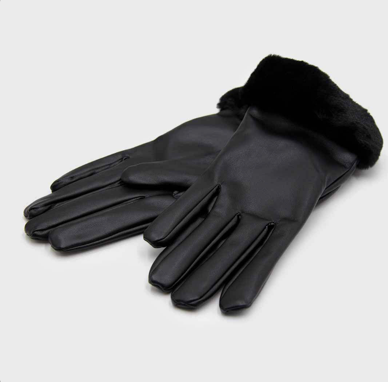 Guantes negros de cuerina