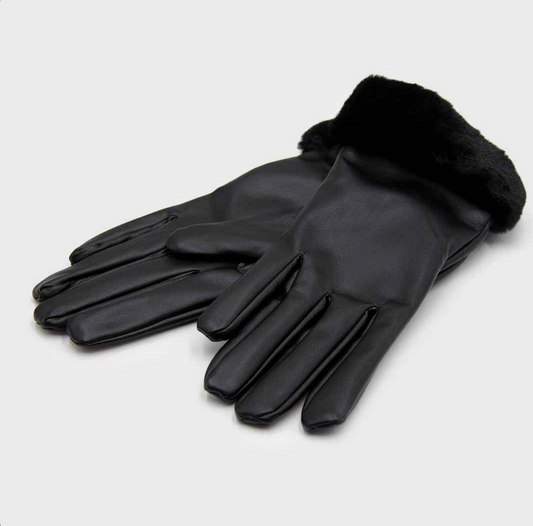 Guantes negros de cuerina