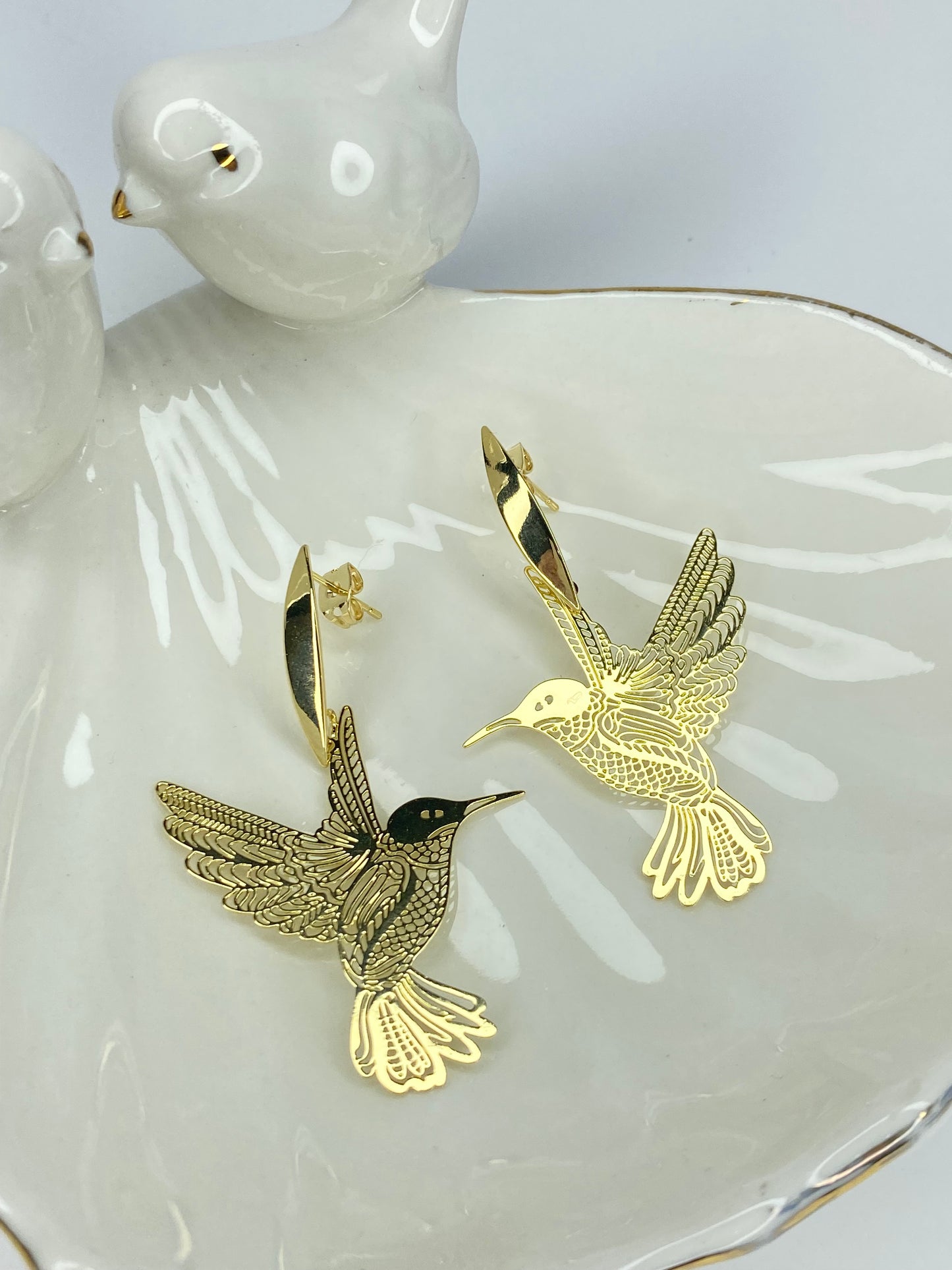 Aros Colibrí bondad baño oro