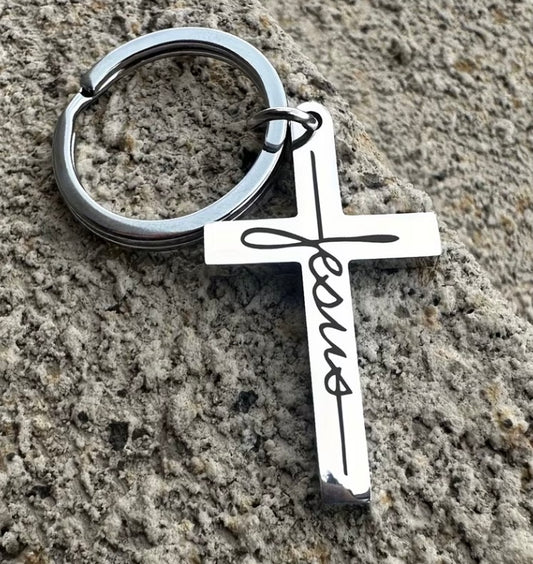 Llavero Jesús en cruz de acero