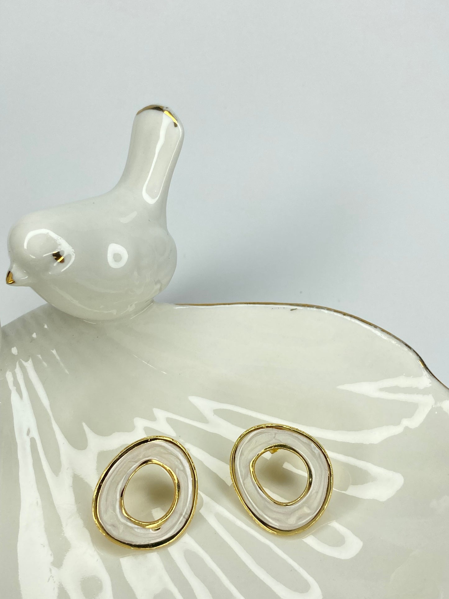 Aros dona acero blanco/dorado 30mm