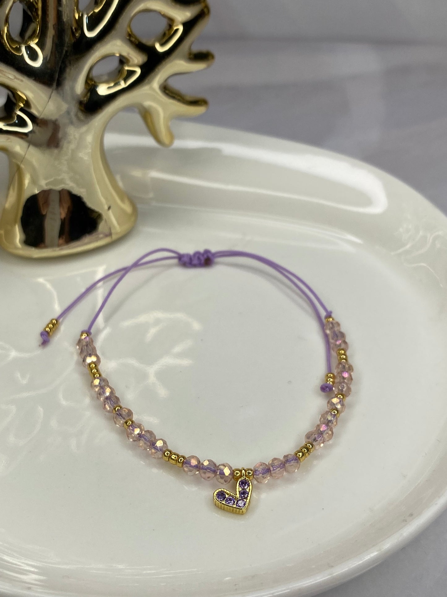 Pulsera amor y cristal tornasol ajustable