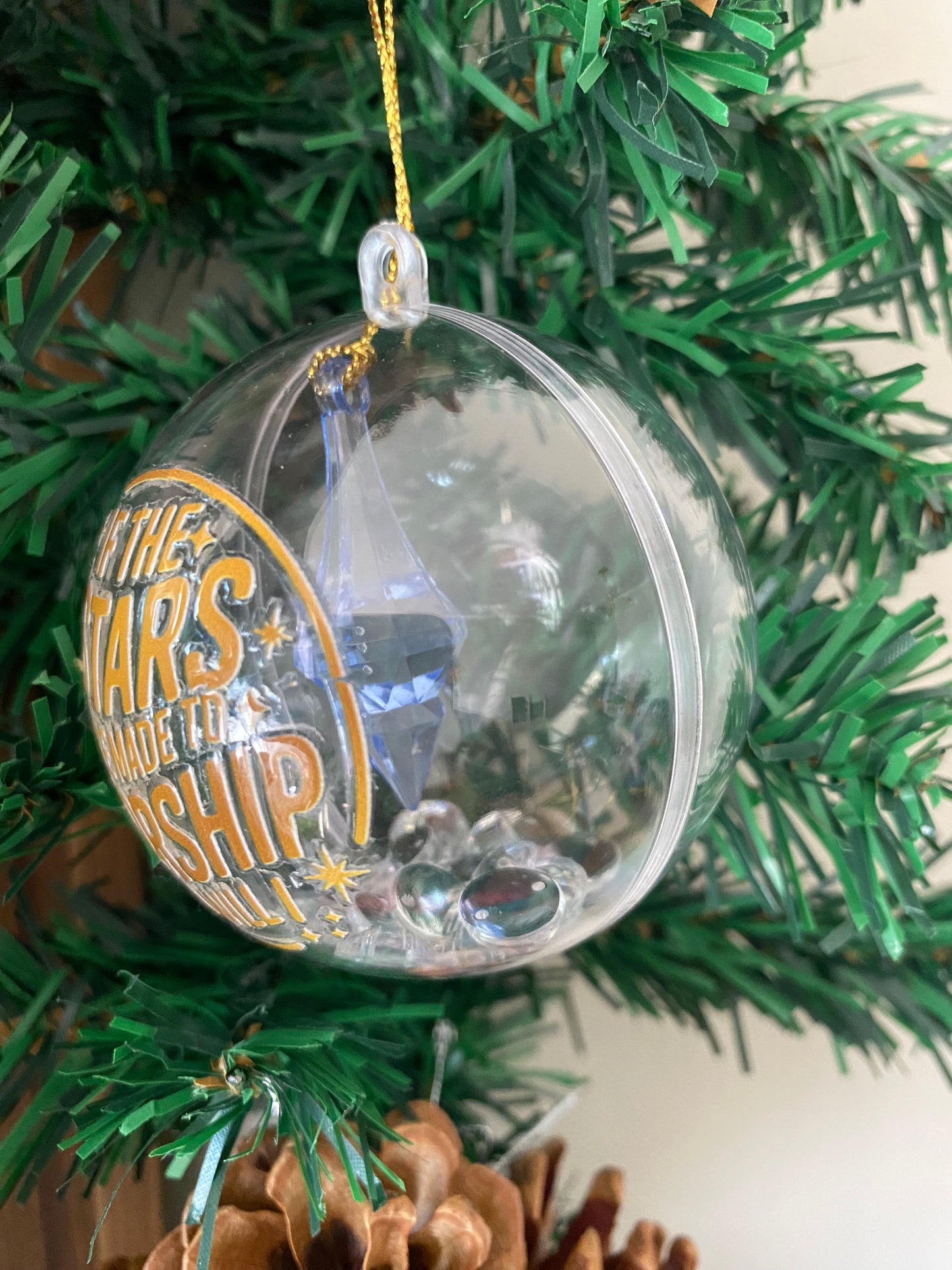 Set de 2 esferas navideñas Paz en la tierra • Azul