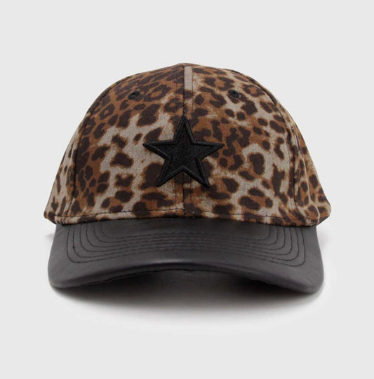 Jockey Print camel negro con Estrella y visera de cuero