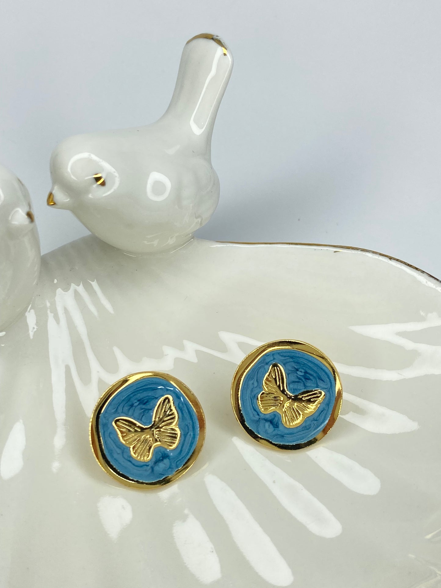 Aros Mariposa delante azul /acero 30mm