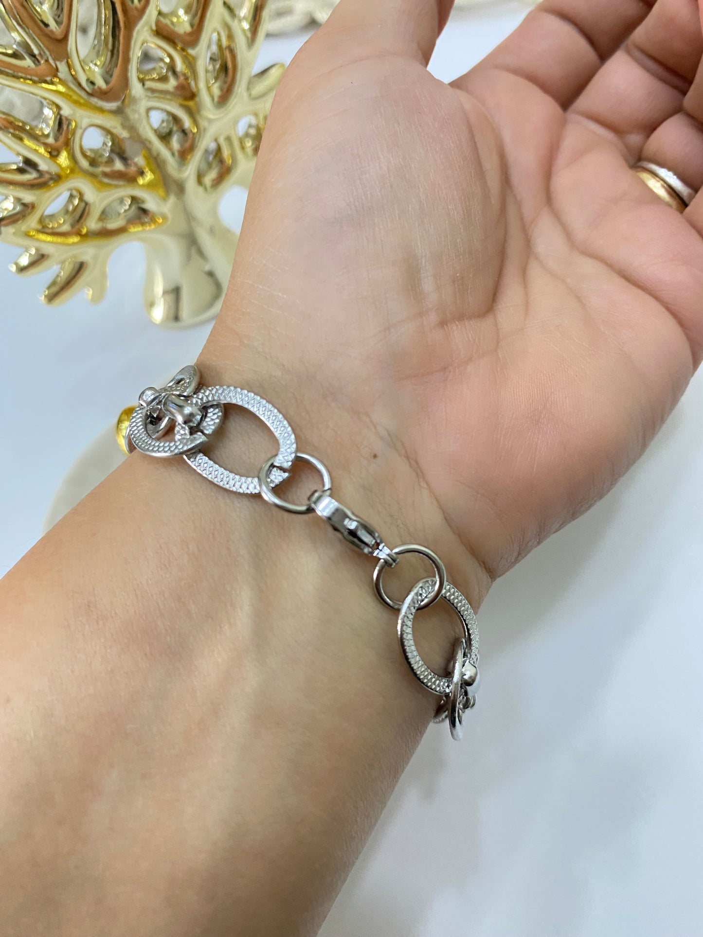 Pulsera eslabones de amor plateado acero