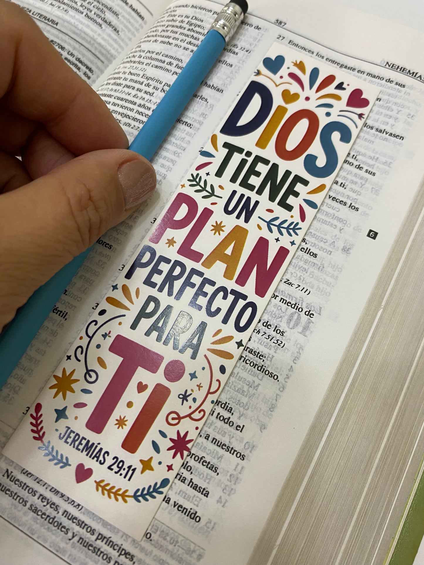 Set 6 separadores de Libros 4x15 cms  “Dios tiene planes Perfectos”