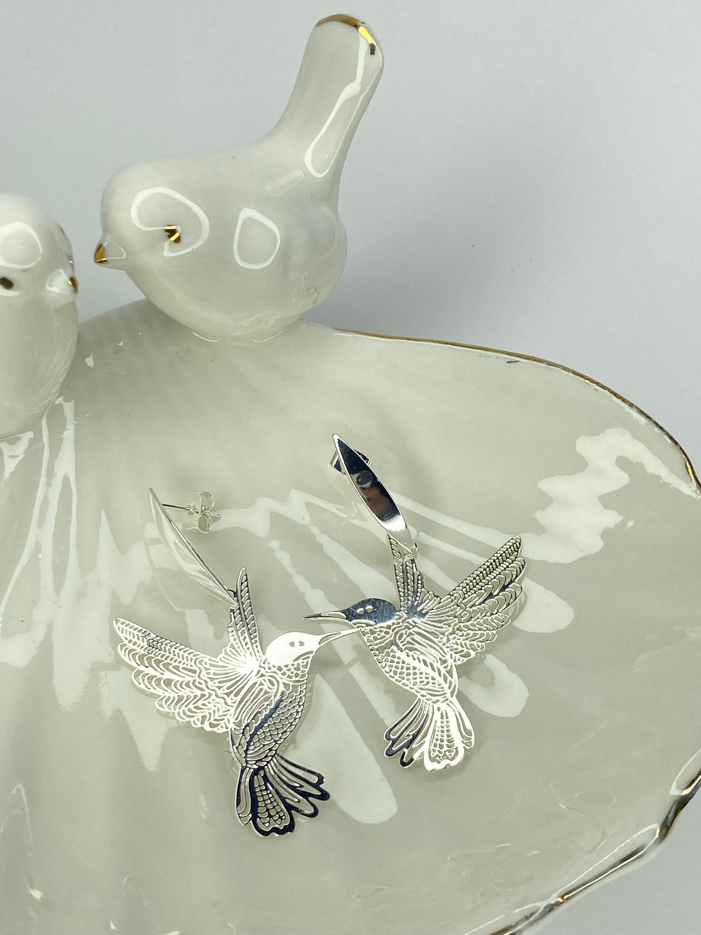 Aros Colibrí bondad baño plata
