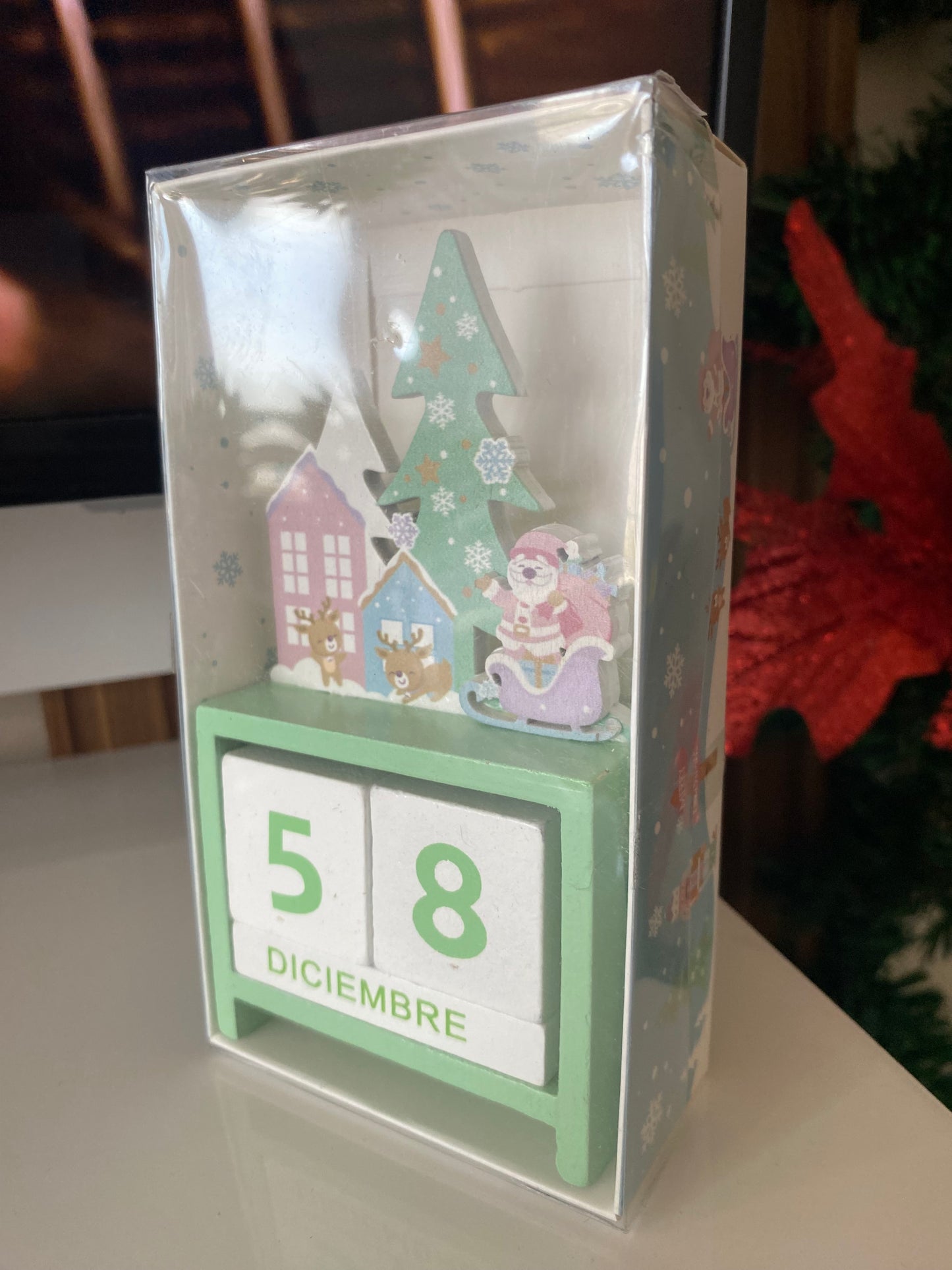 Calendario Eterno Ciudad Navidad Verde agua • madera