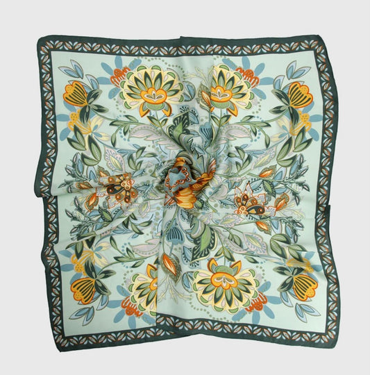 Pañuelo de Seda Sabiduría más que el Oro • Proverbios 16:16 • Verde 70x70 cms