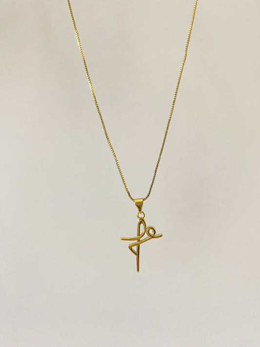 Collar Fe y Cadena baño oro ajustable