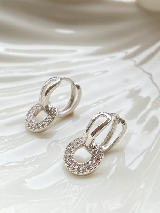 Aros Argolla Circulo Microcircones Bañadas En Platino
