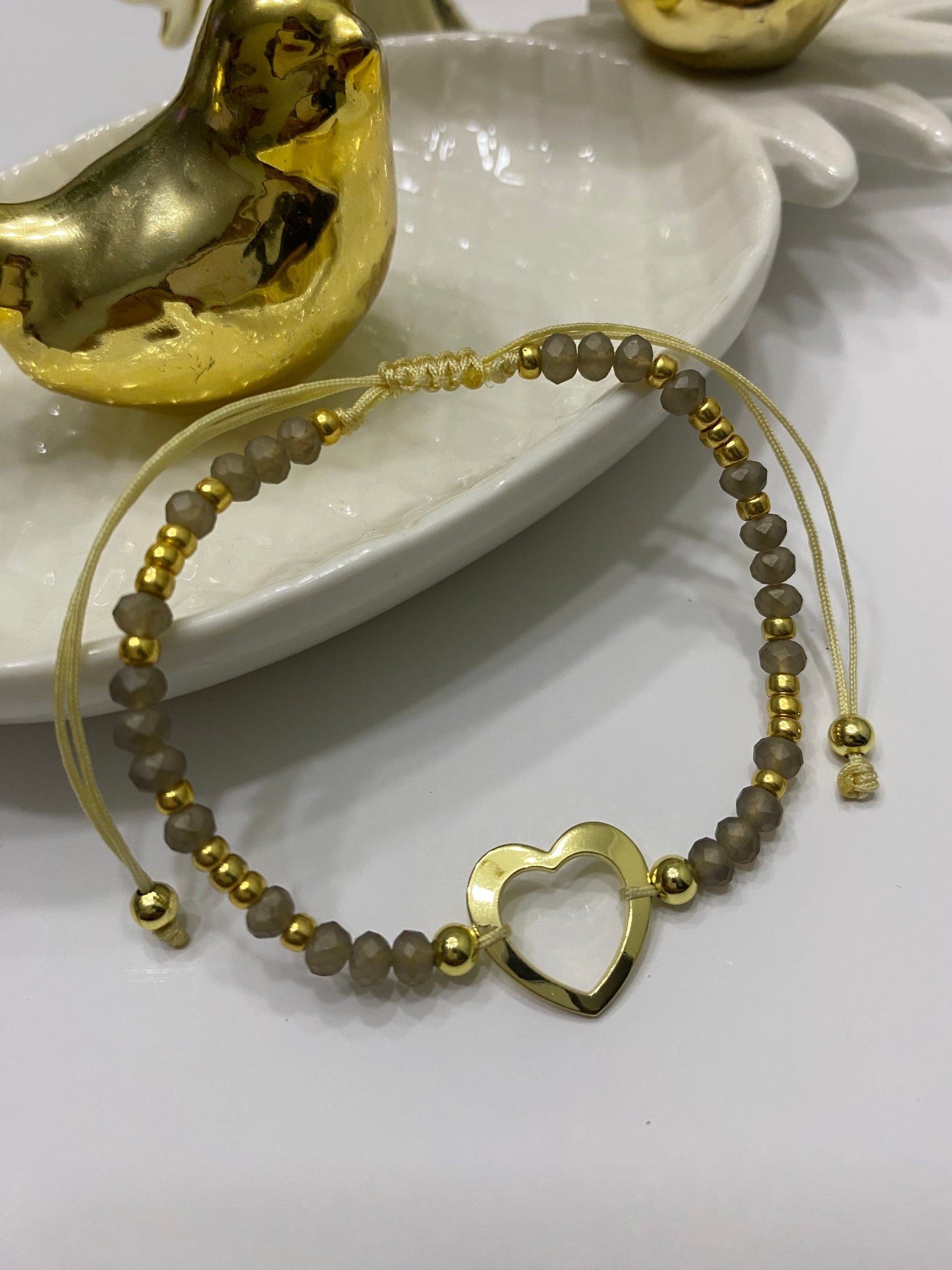 Pulsera amor verdadero cristales  y baño oro • ajustable