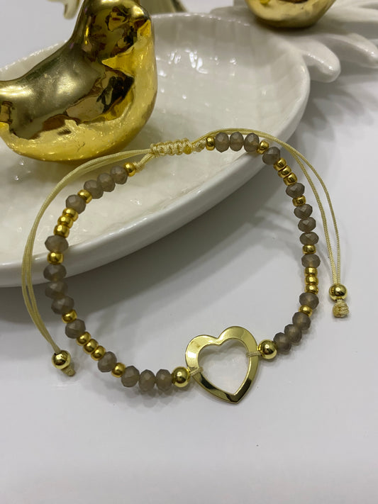 Pulsera amor verdadero cristales  y baño oro • ajustable