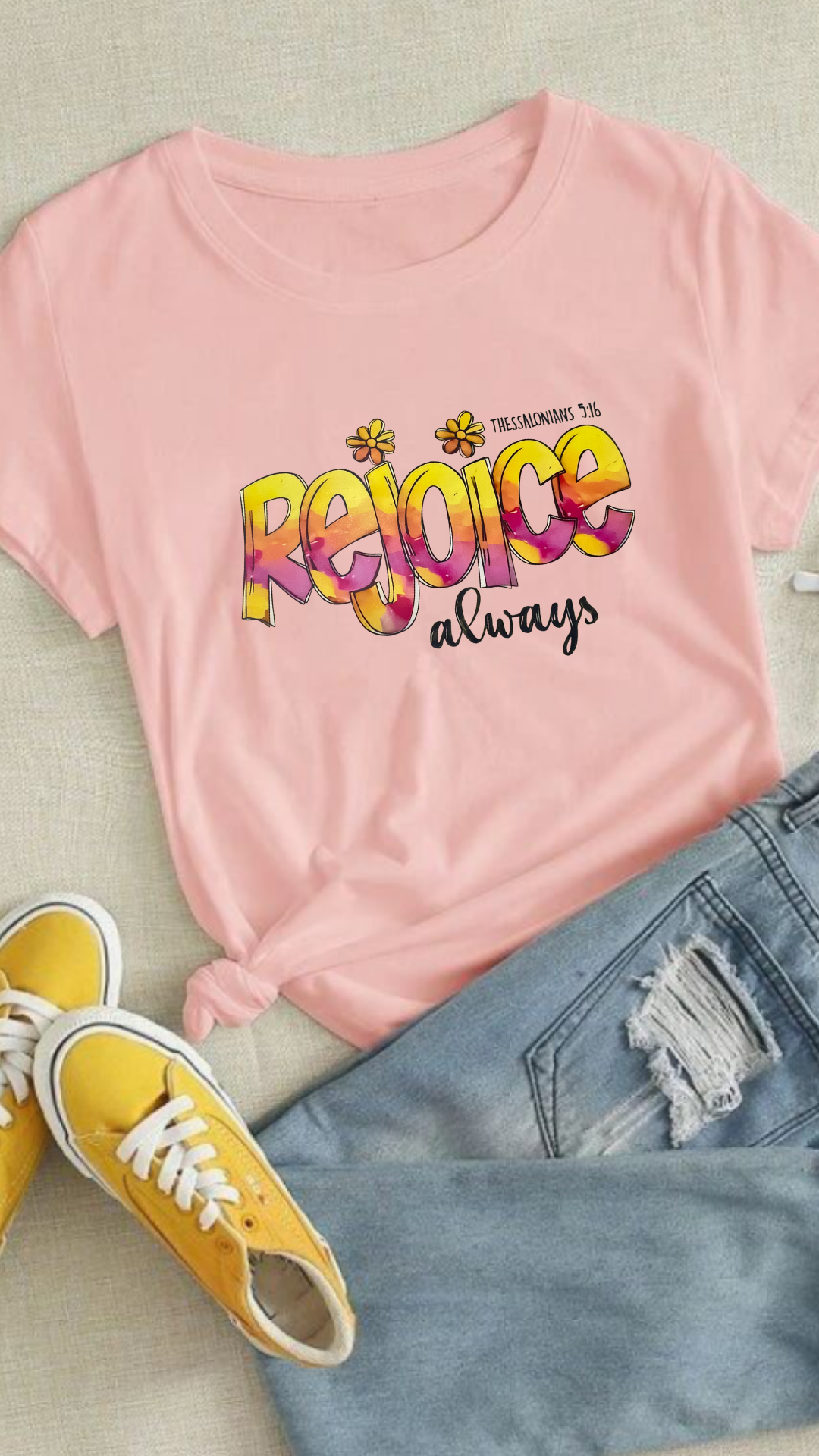 Polera Regocíjate Siempre   • Rosado Damasco