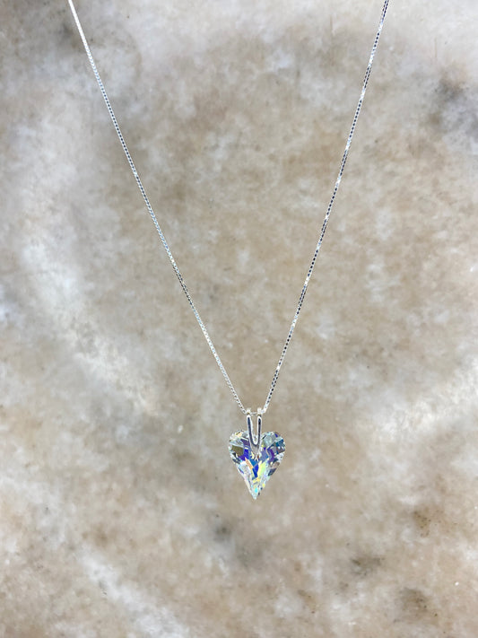 COLLAR CORAZÓN CRISTAL SWAROVSKI PLATA ITALIANA