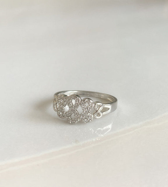 Anillo cintillo infinito rodio plateado y microcircones