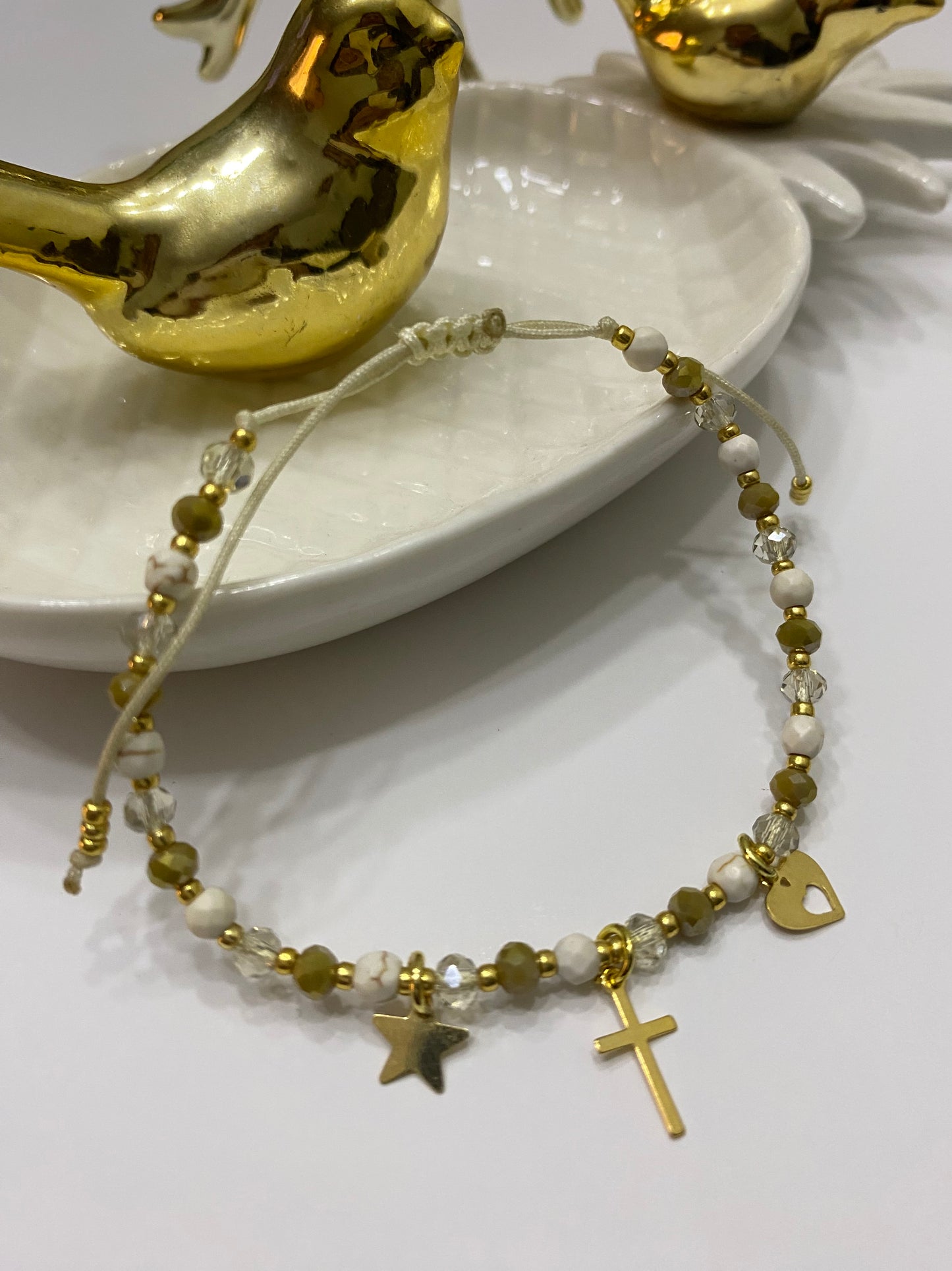 Pulsera amor redentor cristales tierra - ajustable