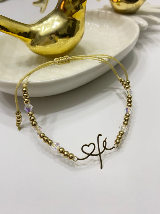 Pulsera Fe y cristales Swarovski tornasol • ajustable