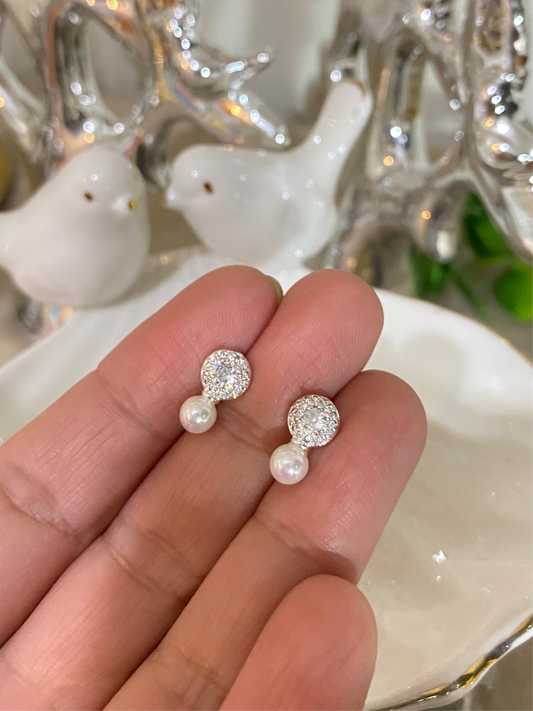 Aros Perla y microcircones Plata Italiana